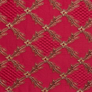 Diamond Red Renaissance Jacquard  Upholstery drapery fabric by the yard