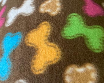 Multi Bone Fleece Fabric by the Yard | Soft Anti-Pill Fleece | On Brown Fleece for Blankets, Crafts, Apparel & DIY Projects