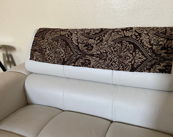 14x30” & Larger Brown Napoli damask Sofa, Loveseat, Chaise, Theater Seat, RV, Chair, Headrest Pad, Recliner Head Cover, Protector