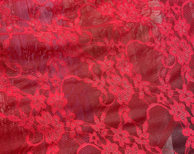 Red stretch lace By The Yard Wedding, Prom, Dresses, Lingerie, Pageant