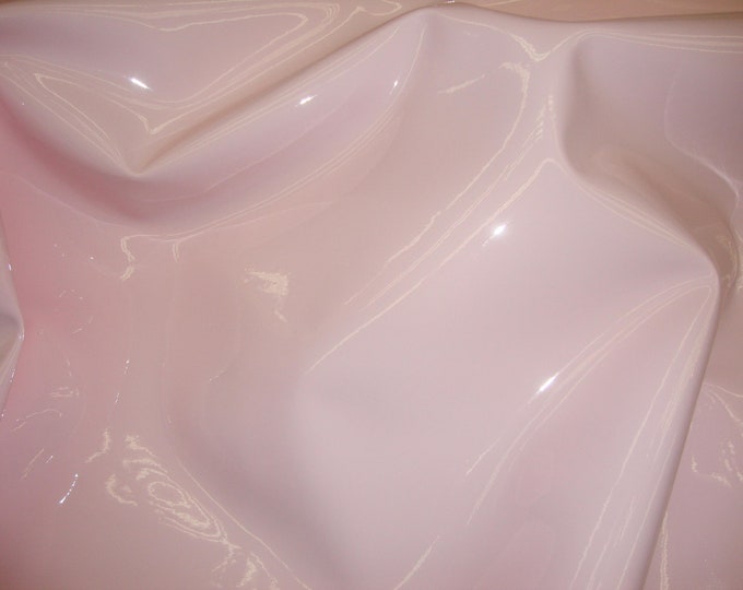 Pale pink patent faux vinyl upholstery fabric per yard