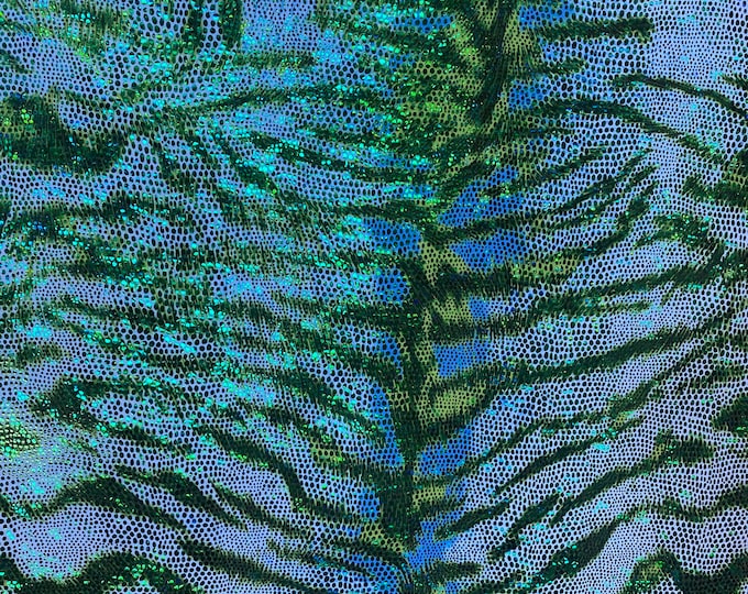 Aqua /Green mystique zebra spandex 4 way stretch 60" wide