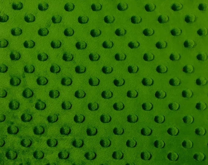 Kelly Green Minky Dot Fabric | Soft Plush Dimpled Cuddle Fleece | Baby Blanket Sewing Fabric by the Yard