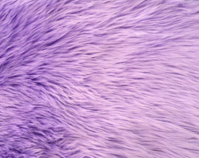 Lilac shaggy faux fur fabric per yard
