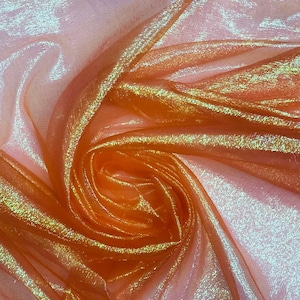 Orange Crush Iridescent Shimmer Organza, 45" Wide, by the Yard