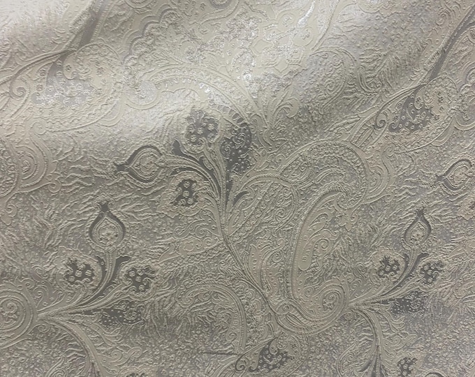 Off white /Silver Jacquard paisley light weight multi purpose fabric by the yard