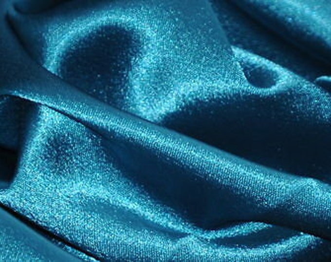 Teal Satin Crepe Shimmer Fabric 60" Wide Sold By the yard