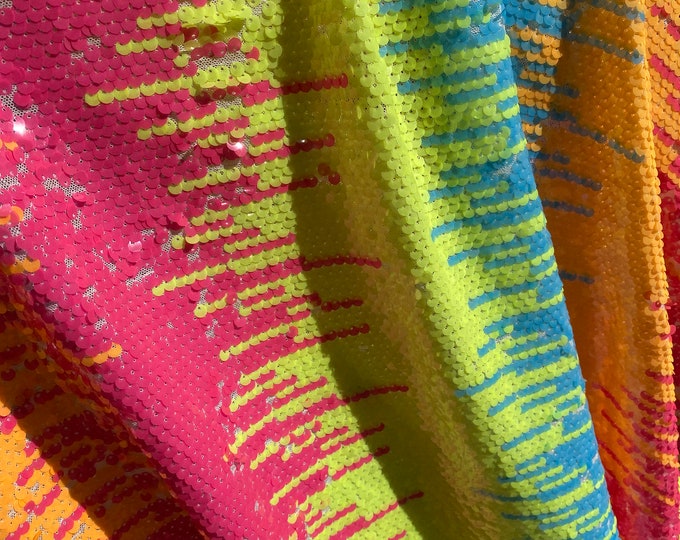 Multi Sequin Fabric Stretch on mesh fabric 54" Wide