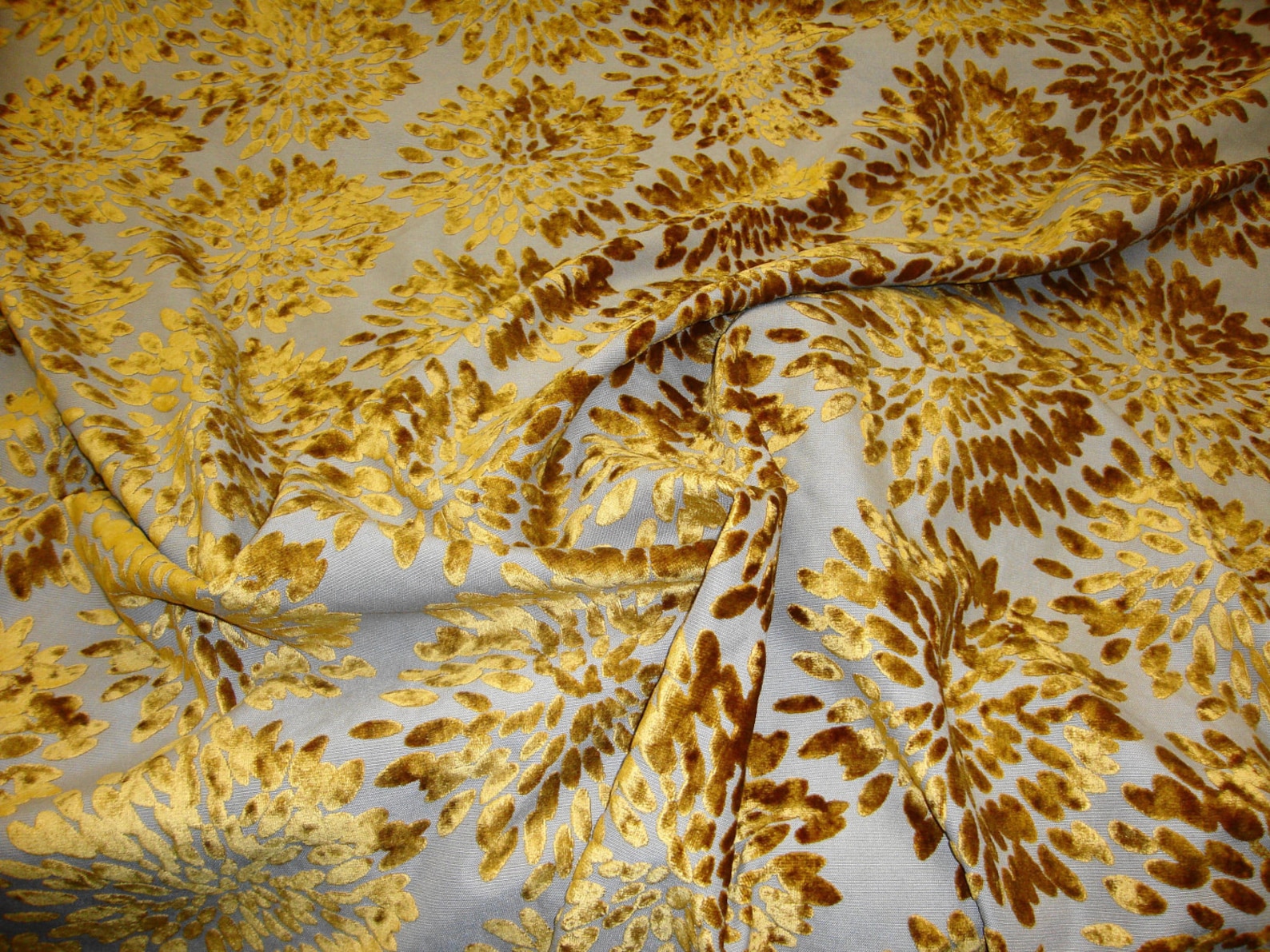 Gold Burn Out Floral Burst Pattern Upholstery and Drapery Etsy