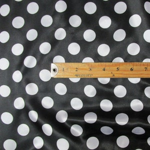 5 YARDS- Black white polka dot charmeuse Fabric / 58&quot; WIDE