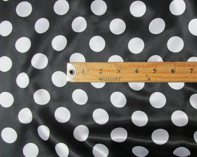 5 YARDS- Black white polka dot charmeuse Fabric / 58" WIDE