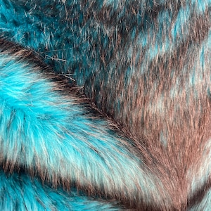 Turquoise husky faux Synthetic Fur upholstery Fabric by the yard 60" wide