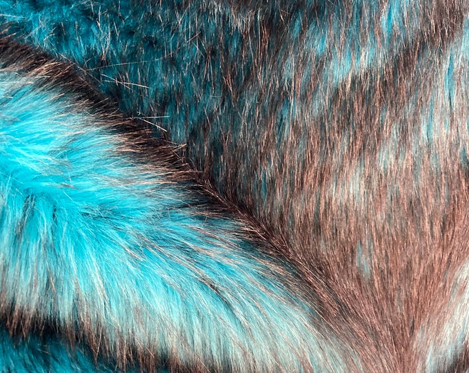 Turquoise husky faux Synthetic Fur upholstery Fabric by the yard 60" wide