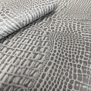 Marine Gator, charcoal  Upholstery Vinyl Fabric - Sold By The Yard - 54&quot;