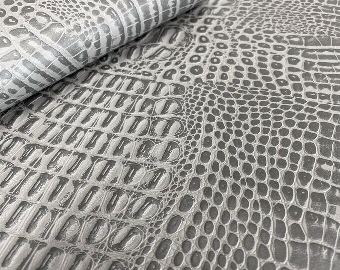 Marine Gator, charcoal  Upholstery Vinyl Fabric - Sold By The Yard - 54"