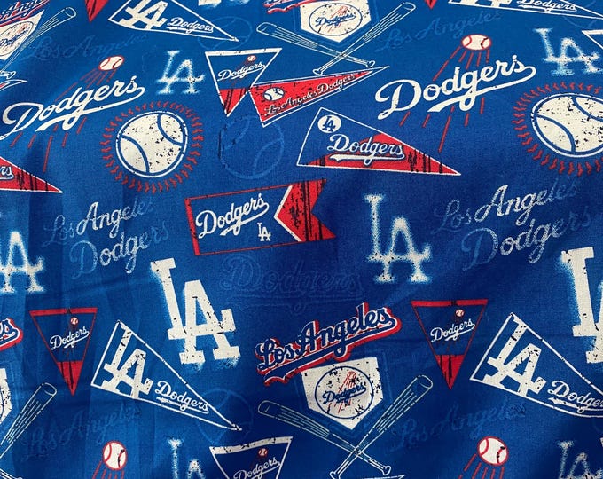 100 % Cotton Fabric - 45 " Wide - La dodgers #1 theme, flag, children clothing, pillows, bedding, costume