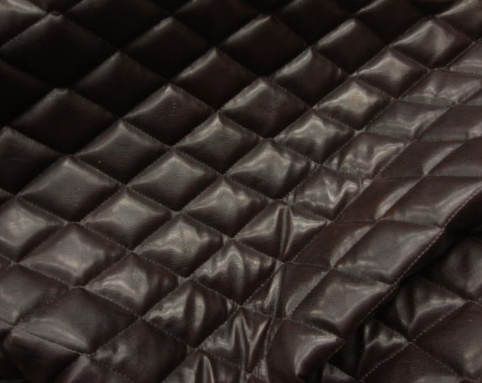 Brown Faux leather  Quilted Vinyl fabric with 3/8" Foam Backing Upholstery