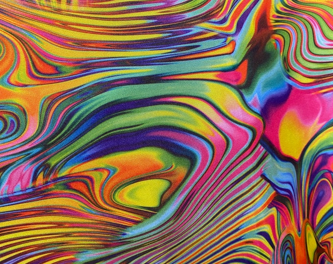 Hologram multi swirl spandex Swimsuit clothing Fabric by the yard