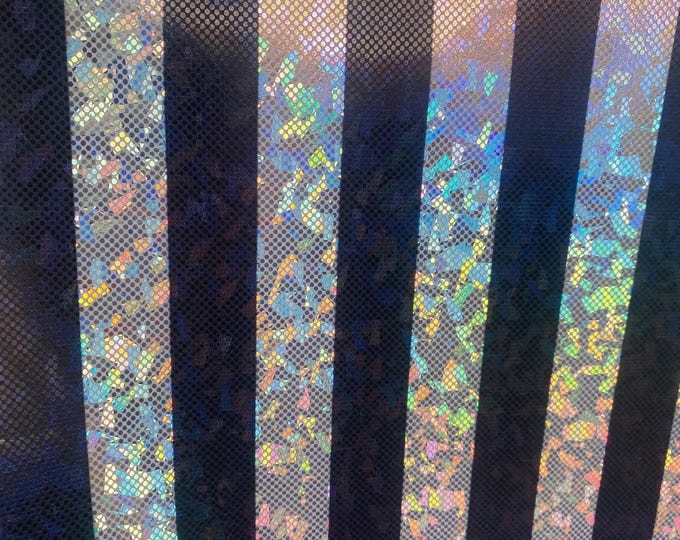 1” Black Striped Broken Glass Spandex Fabric – 4 Way Stretch Dancewear, Swimwear, Costume, Activewear Fabric by the Yard