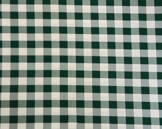 Poly poplin checkers hunter green 100% Polyester picnic fabric 60"wide sold by the yard