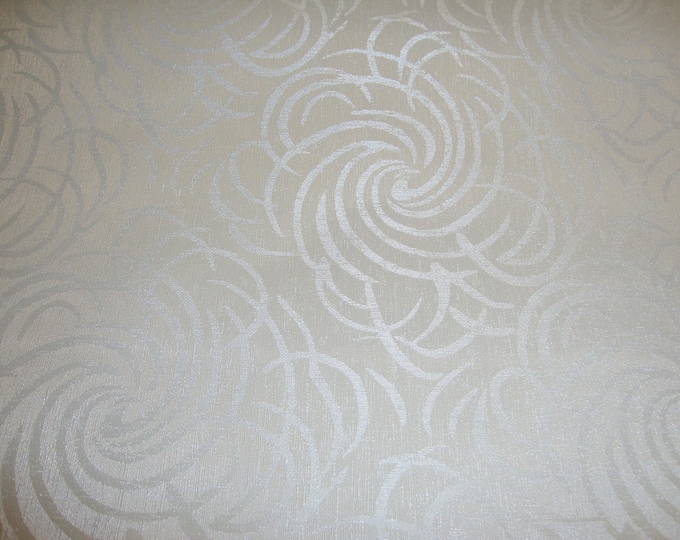Swirl Galaxy White PEARL Upholstery faux leather Vinyl fabric per yard