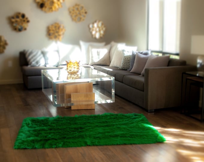 Fur faux Rug 5' x 8' New Premium Kelly Green Shag Area Rug Nursery Room Decor Home Accents shaggy Contemporary Modern Shag Carpet Throw Rug