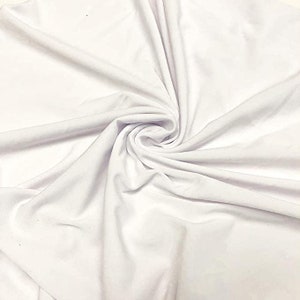 White ITY Fabric Polyester Knit Jersey 2 Way Spandex Stretch 58&quot; Wide by The Yard
