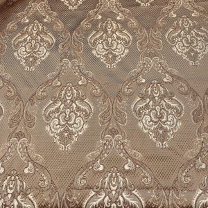Damask on Camel Renaissance Jacquard  Upholstery drapery fabric by the yard