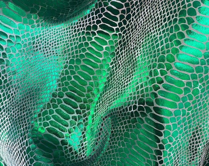 Green Giant Snake Scales Hologram Nylon Spandex Fabric dance swimsuits 4 way stretch 58" wide  Sportswear, Athletic