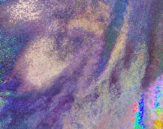Lilac iridescent foggy foil on 4 way stretch velvet fabric sold by the yard