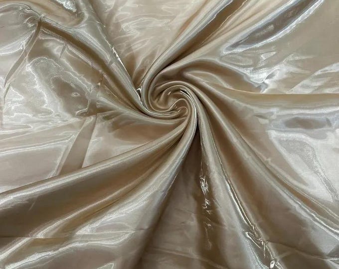 Khaki Liquid glossy Bridal prom Satin prom dress fabric per yard