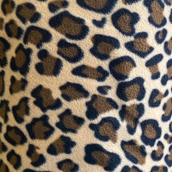 leopard brown /beige fleece fabric By The Yard 60" Wide