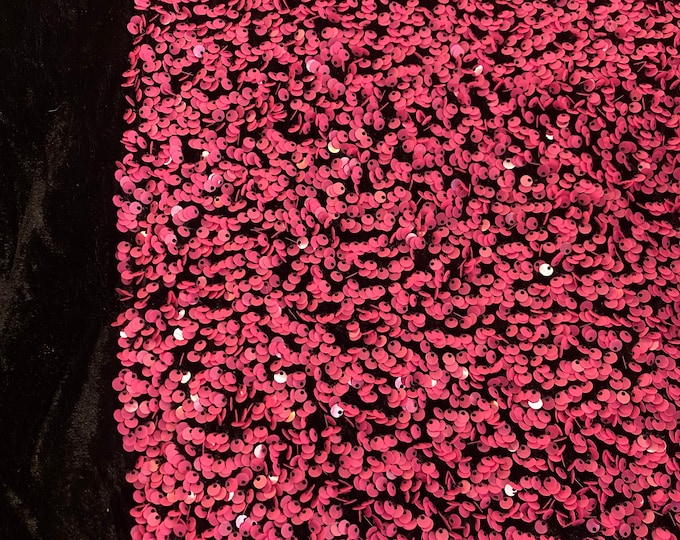 Fuchsia  Sequin on Stretch Velvet 4-Way stretch  dance wear home decor fabric by the yard 60" Wide