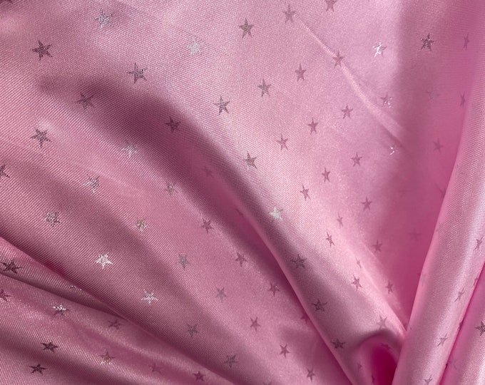 Silver star pink Charmeuse  Satin polyester fabric 60" wide Solid Silky Shinny by the yard