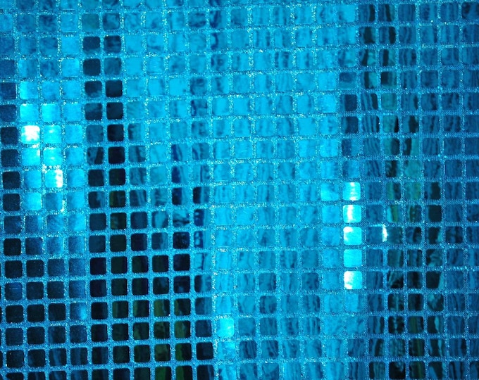 Sequin Square Turquoise 45” wide Fabric by the yard