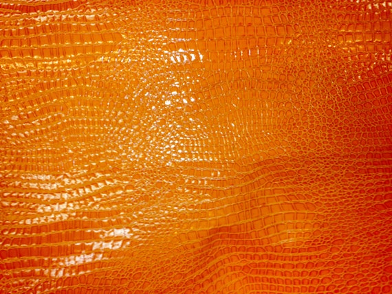 Vinyl faux Leather Crocodile fake vinyl Orange Vinyl fabric sold BTY 54" 