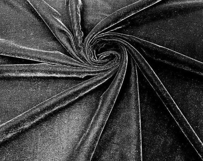 Black micro silky soft velvet none stretch fabric 54 Wide Sold By The Yard.