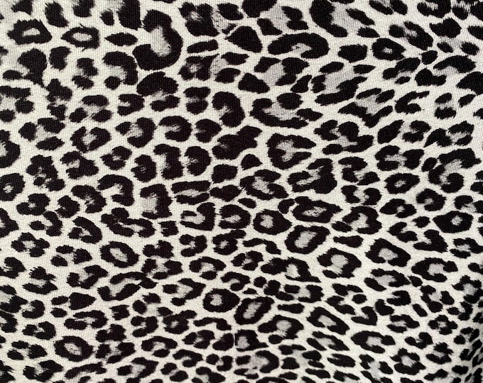 Black/White Leopard stretch velvet 58" wide