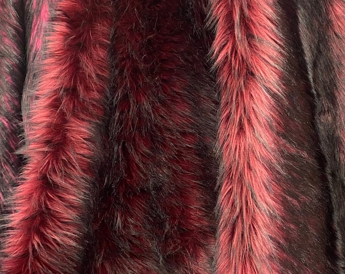 Burgundy Husky  faux Synthetic Fur upholstery Fabric by the yard 60" wide