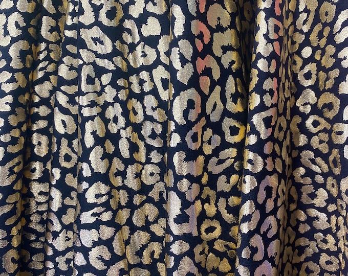 leopard metallic foil on Nylon Spandex stretch Fabric 4 way stretch 58" wide