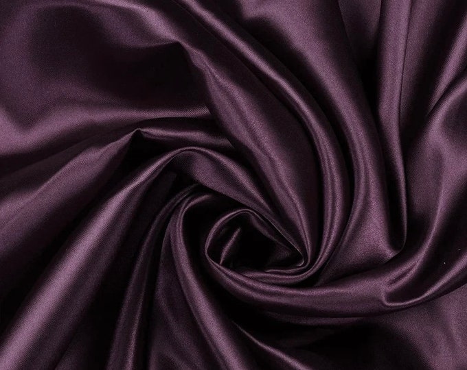 Eggplant Charmeuse Satin polyester fabric 60" Wide Silky Shinny by the yard