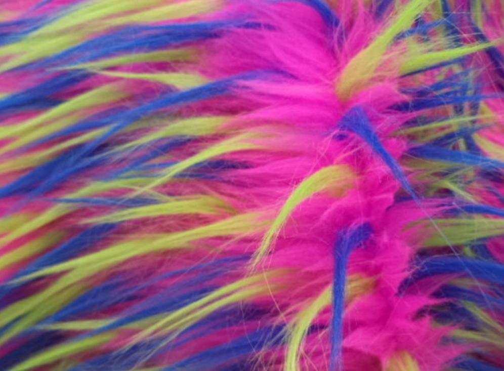 Blue Yellow and Pink 3 Tone Spike Faux Fur Upholstery Fabric - Etsy