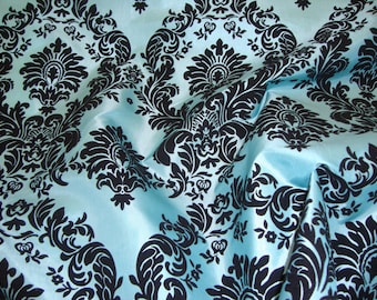 Tiffany Taffeta Black Flocking Damask fabric per yard