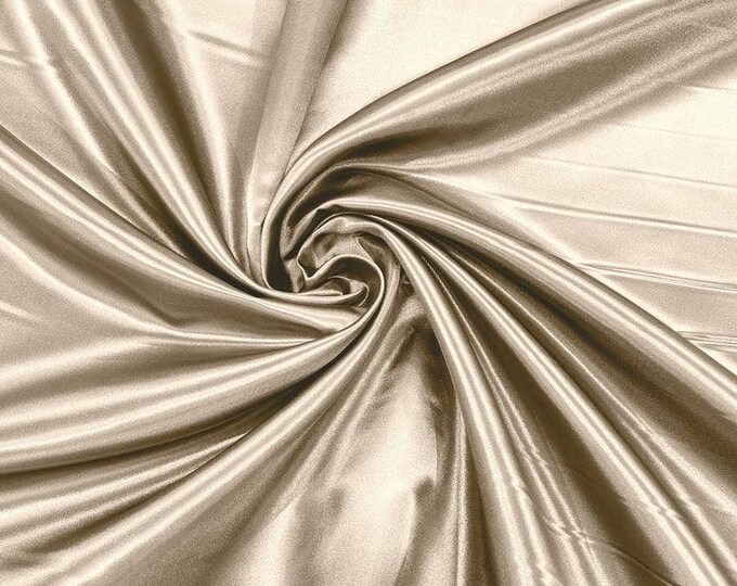 Champagne Bridal heavy Satin fabric per yard 58” wide
