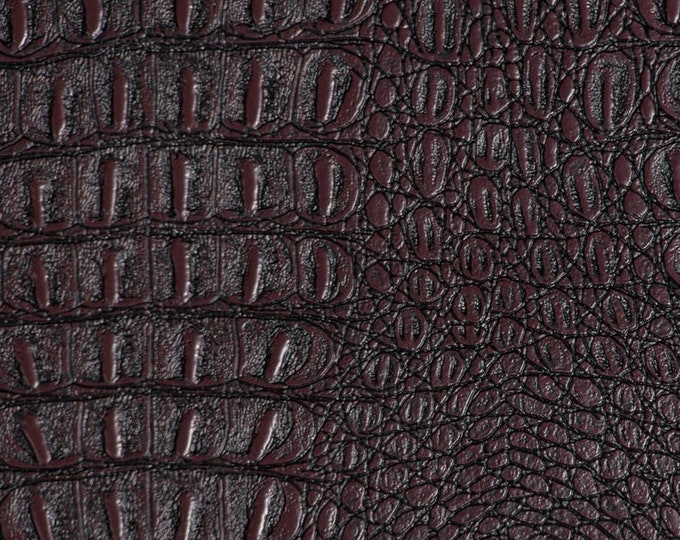 Vinyl faux leather Brown Gator upholstery fabric per yard