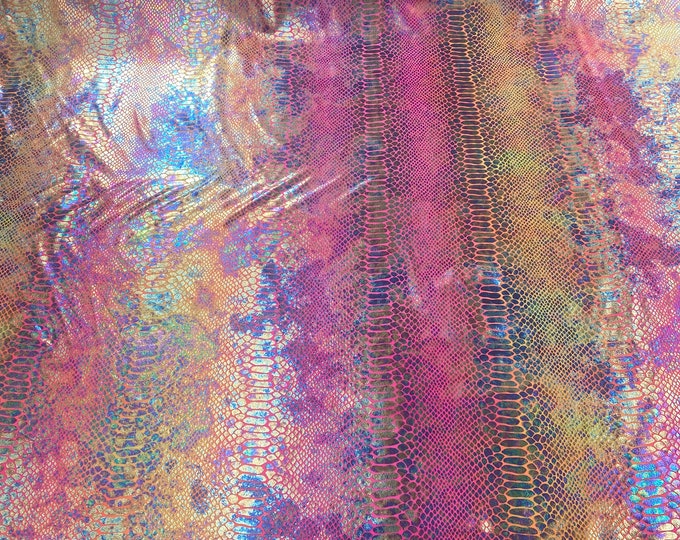 Violet Mermaid pearl Snake Hologram Spandex 4 way stretch 58" wide fabric