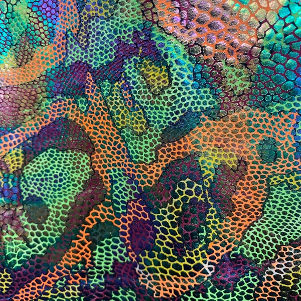 Colorful scales Nylon Spandex print fabric. Great for Dancewear, costumes, leggings. Sold by the Yard.