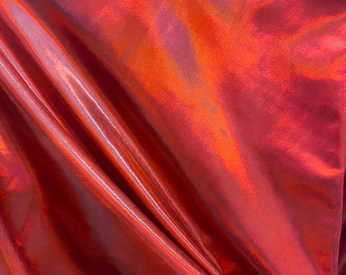 Red Iridescent Metallic Foil 4Way Stretch Spandex fabric BY THE YARD swimwear dancewear costume 60" Wide