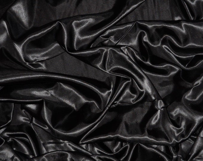 Charmeuse Satin polyester fabric 60" Wide by the yard- Black