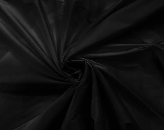 Black Imitation faux Silk Taffeta Fabric for Fashion, Home Decor Sold By The Yard 55” wide